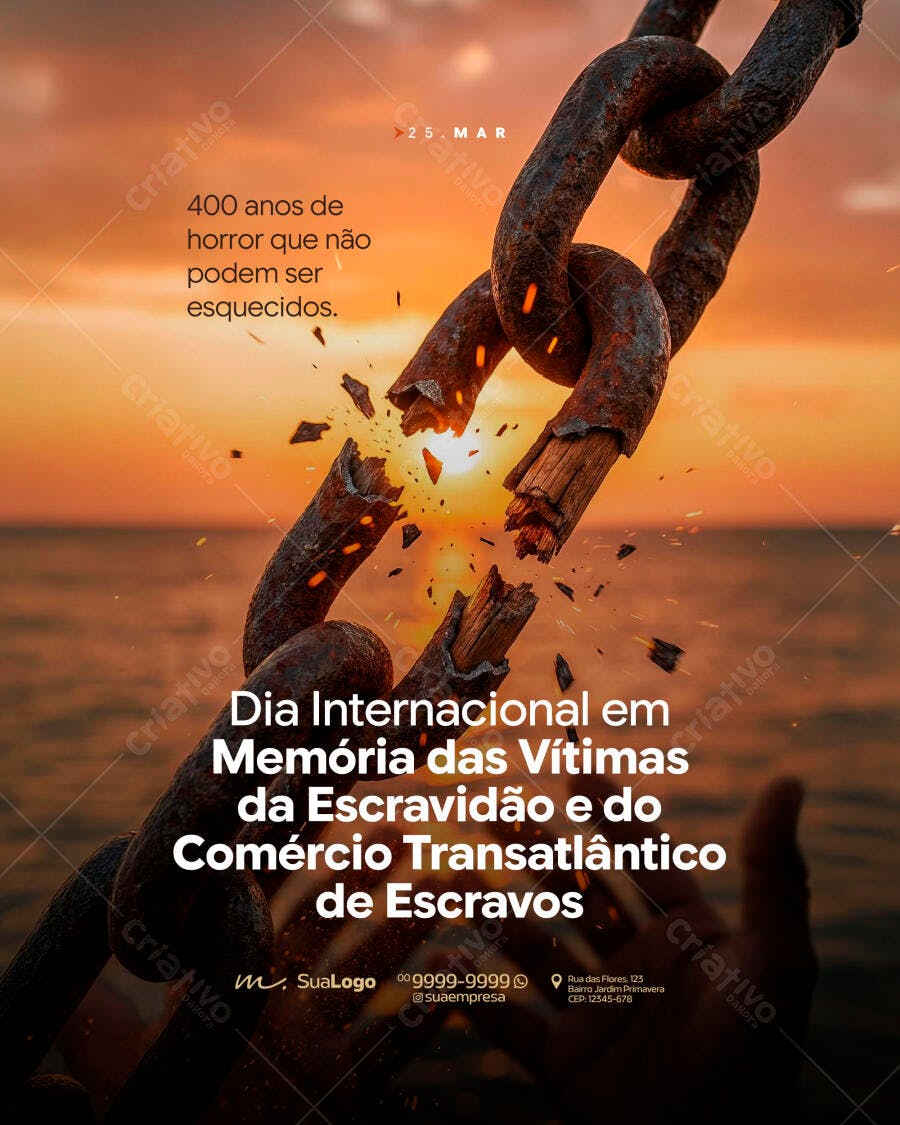 Post Instagram Dia Internacional Memória Escravidão PSD Editável