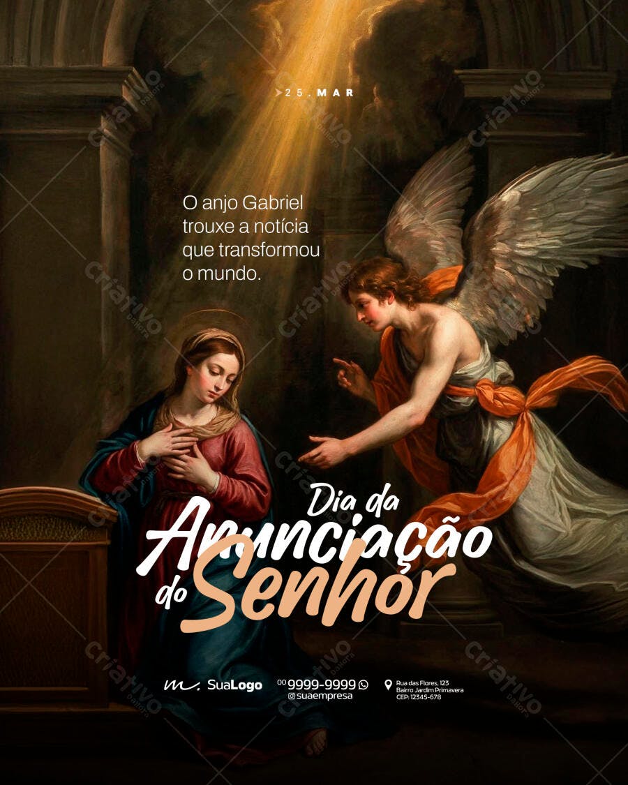 Post Instagram Dia da Anunciação do Senhor Março PSD Editável
