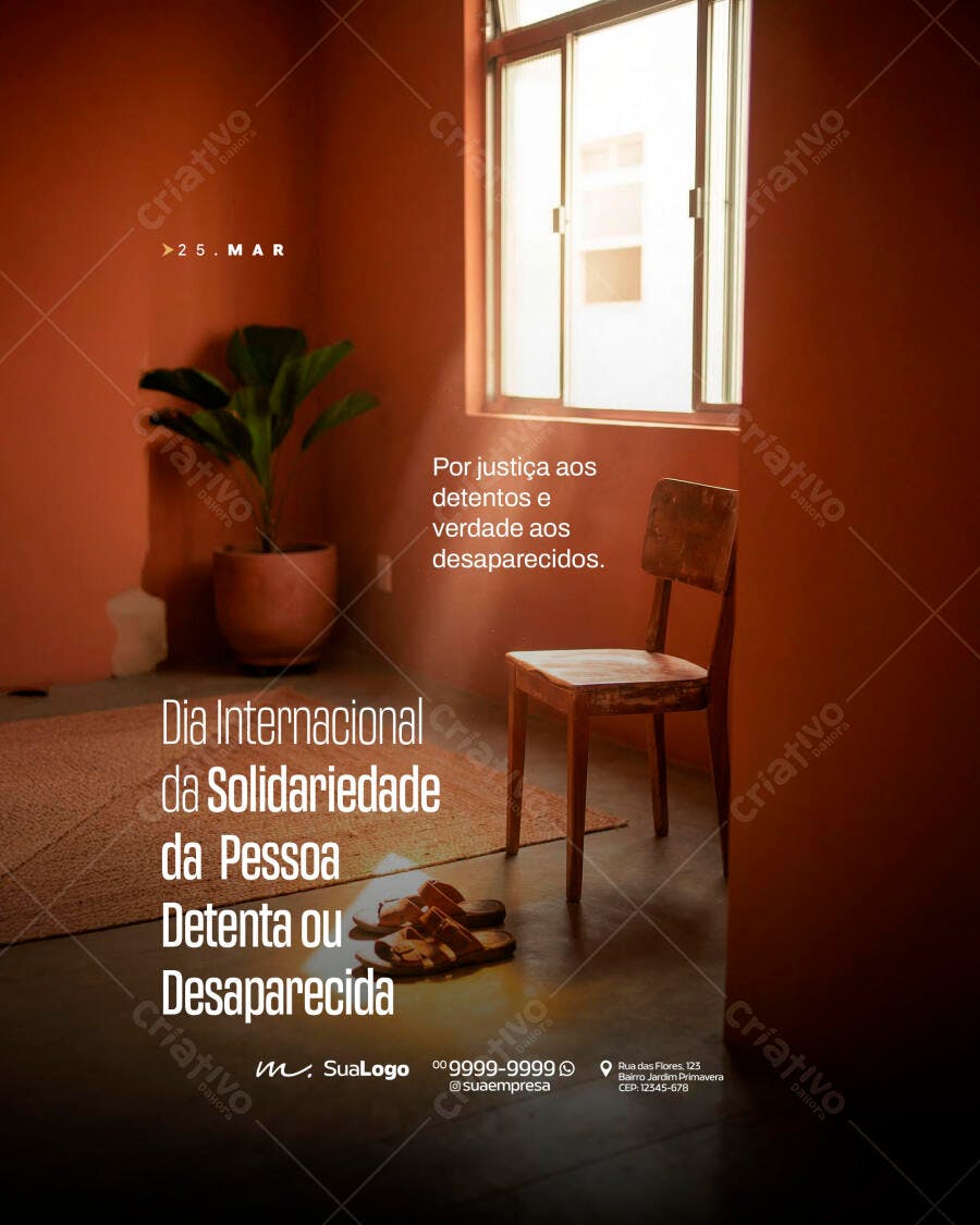 Post Instagram Dia Solidariedade Detento Desaparecido PSD Editável
