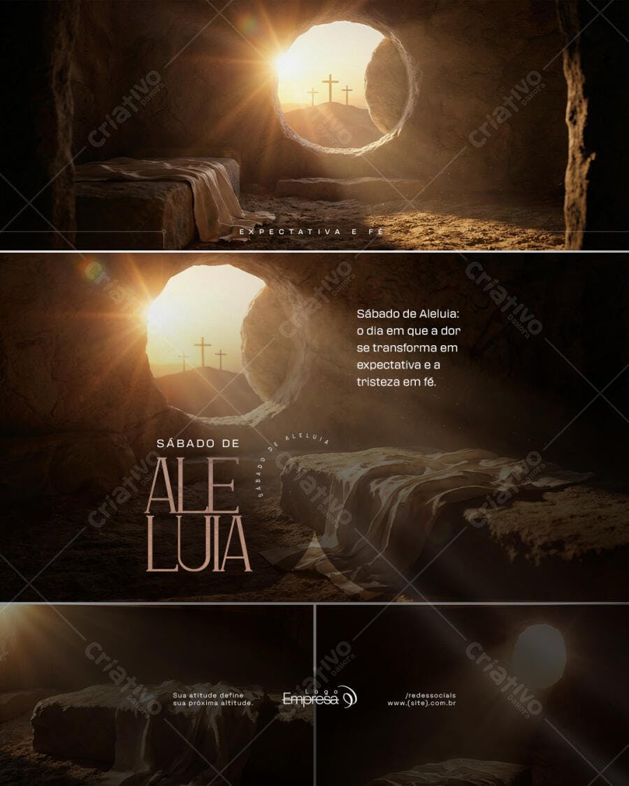Post Instagram Páscoa Sábado de Aleluia PSD Editável