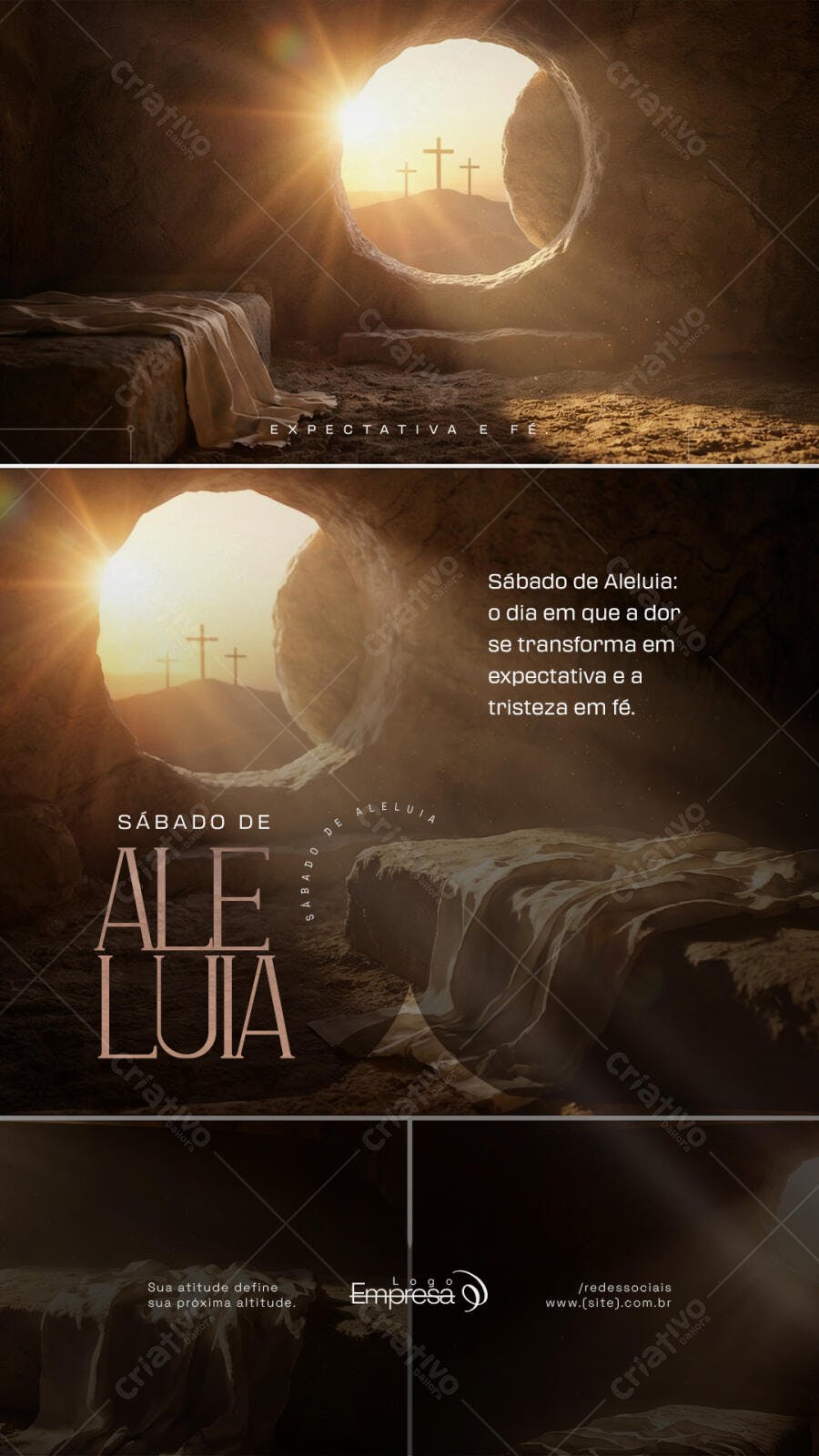 Post Instagram Páscoa Sábado de Aleluia Igreja PSD Editável