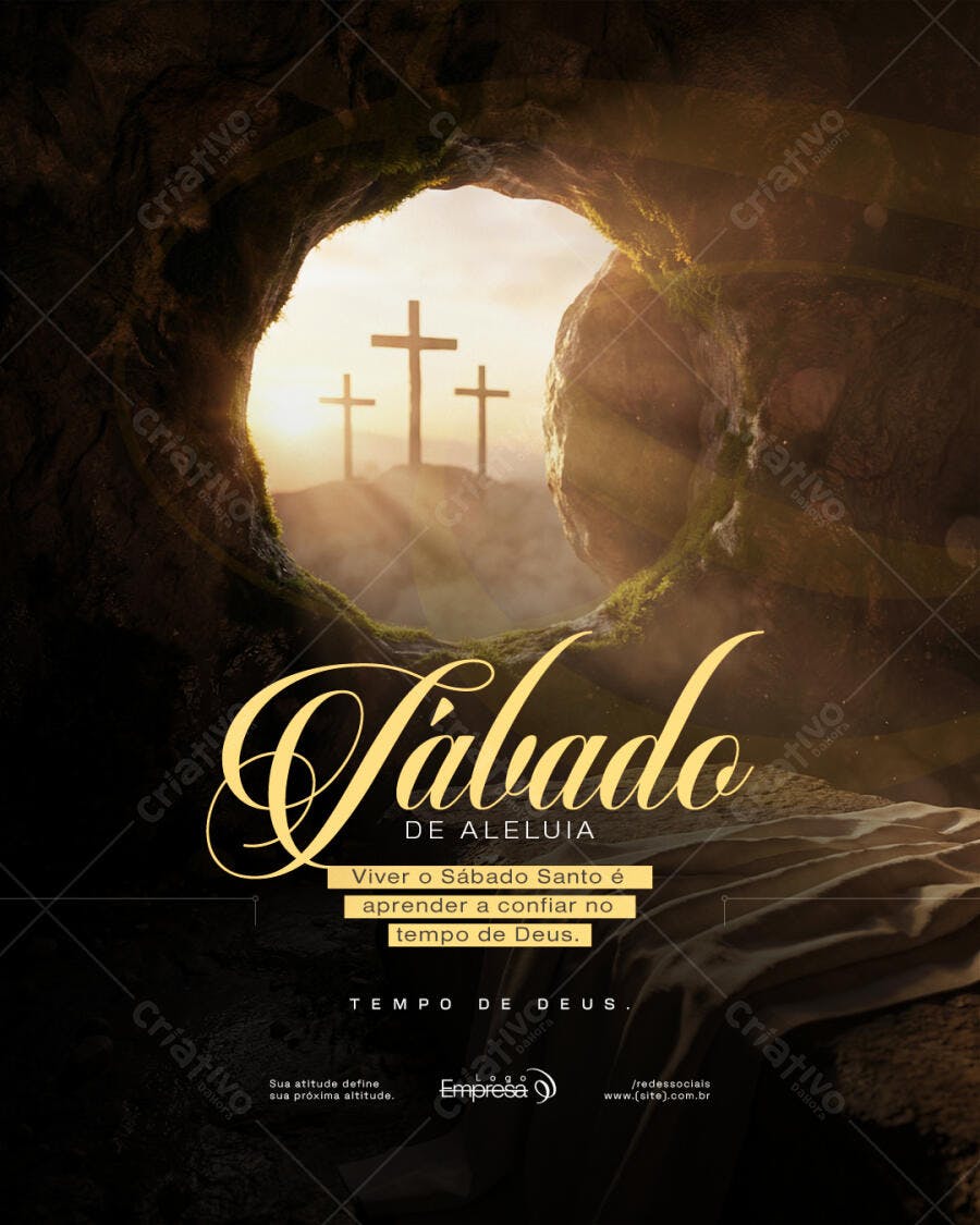 Post Sábado de Aleluia Páscoa Religioso PSD Editável