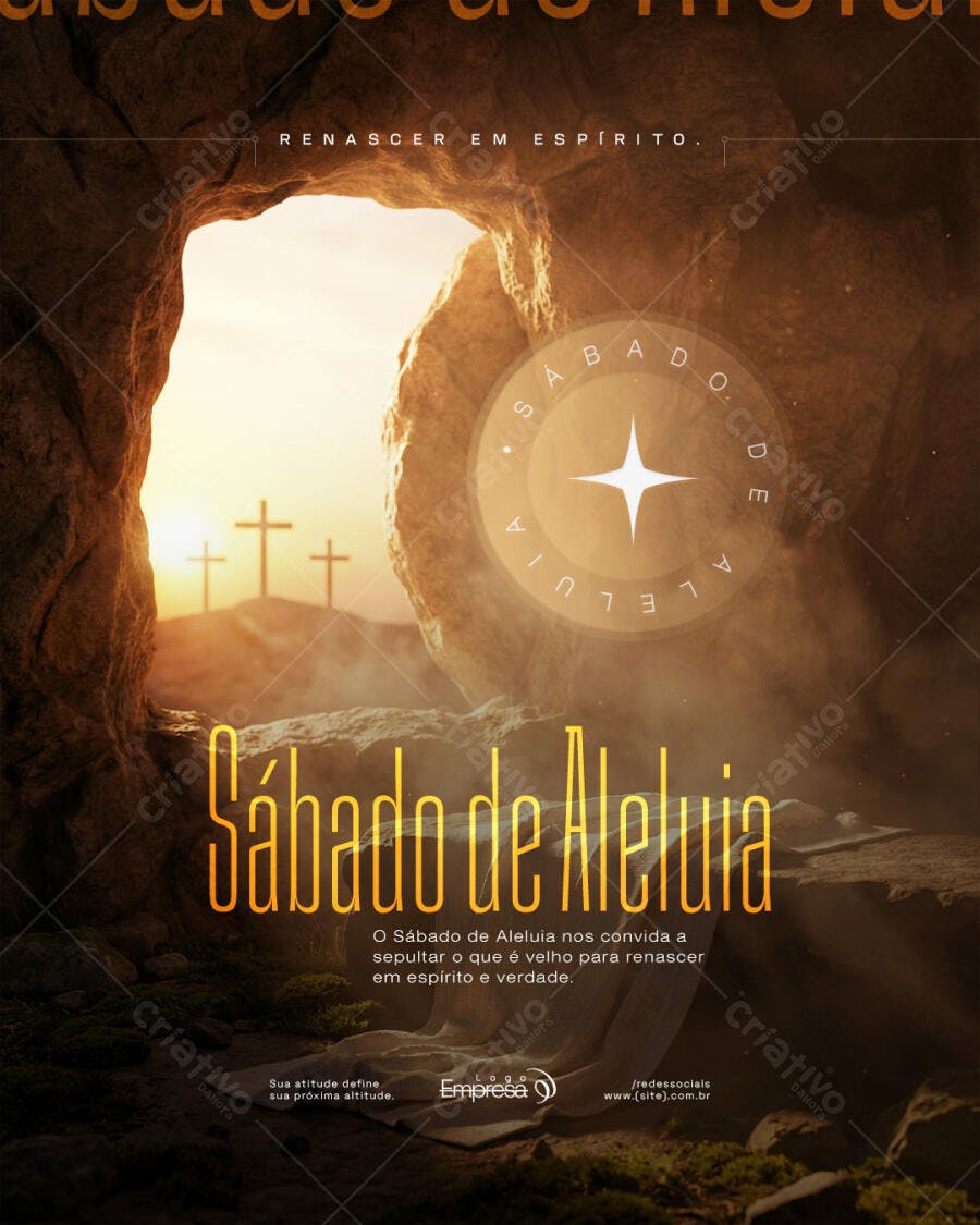 Post Sábado de Aleluia Páscoa Igreja PSD Editável