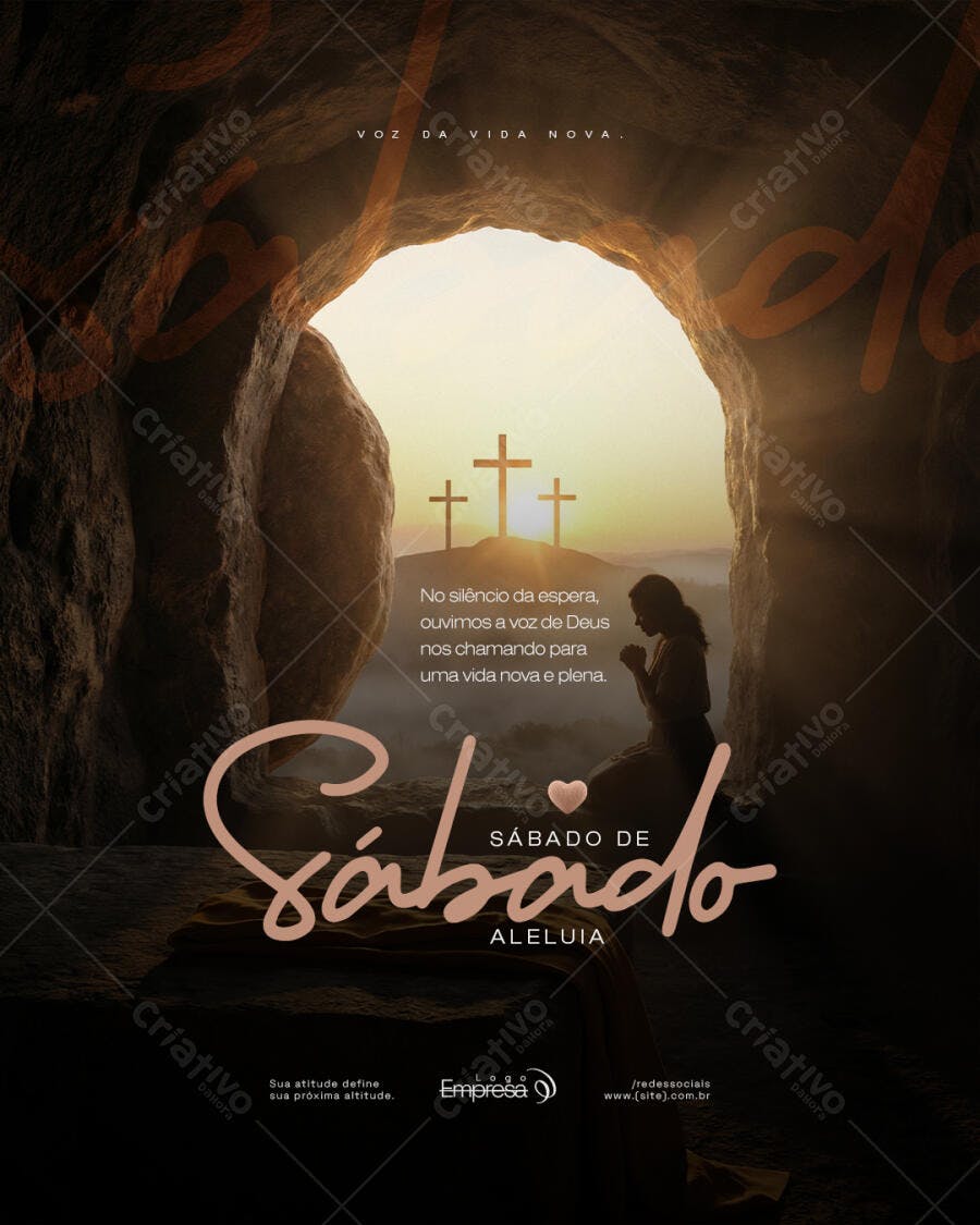 Post Sábado de Aleluia Páscoa Igreja PSD Editável