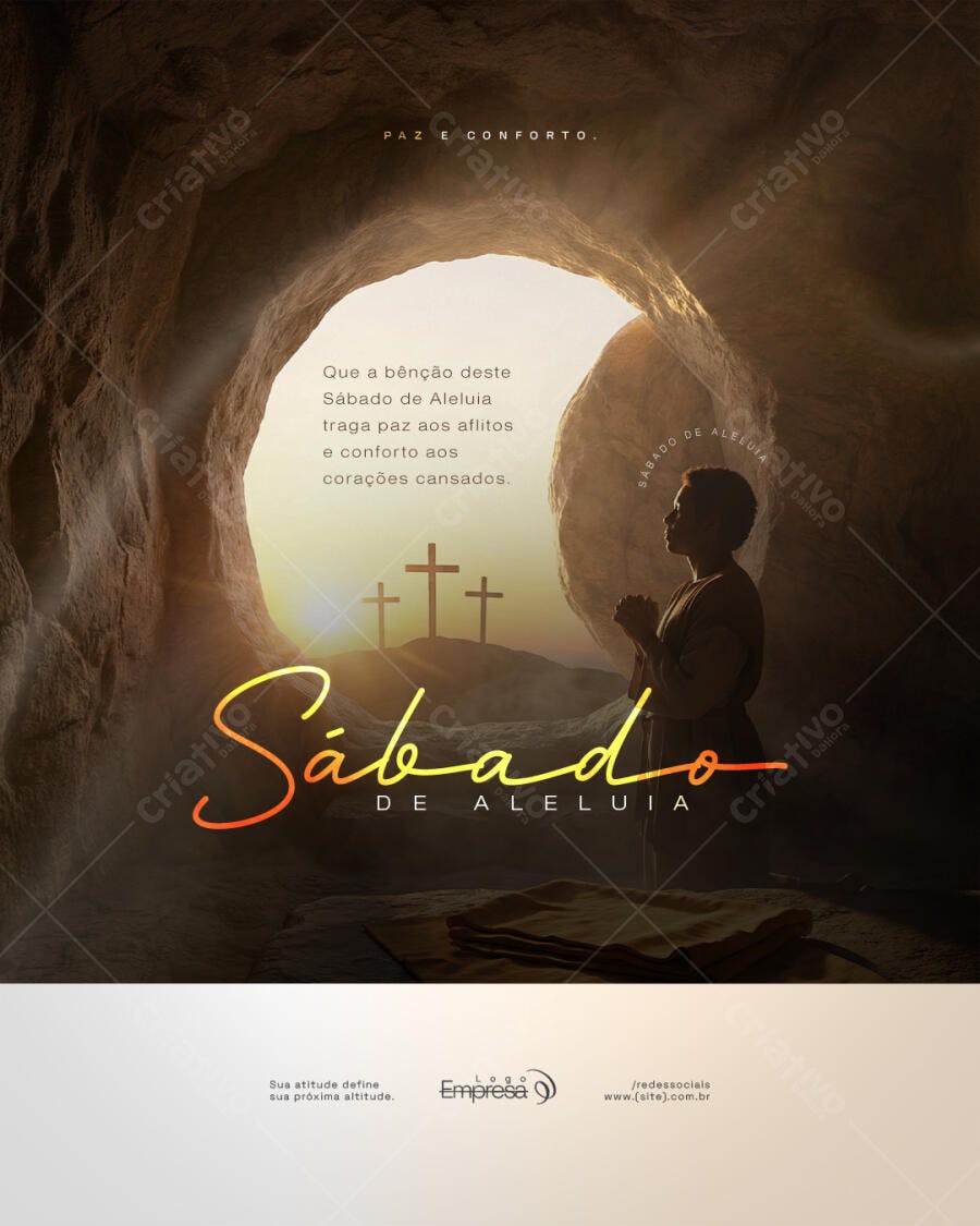 Post Sábado de Aleluia Páscoa Religioso PSD Editável