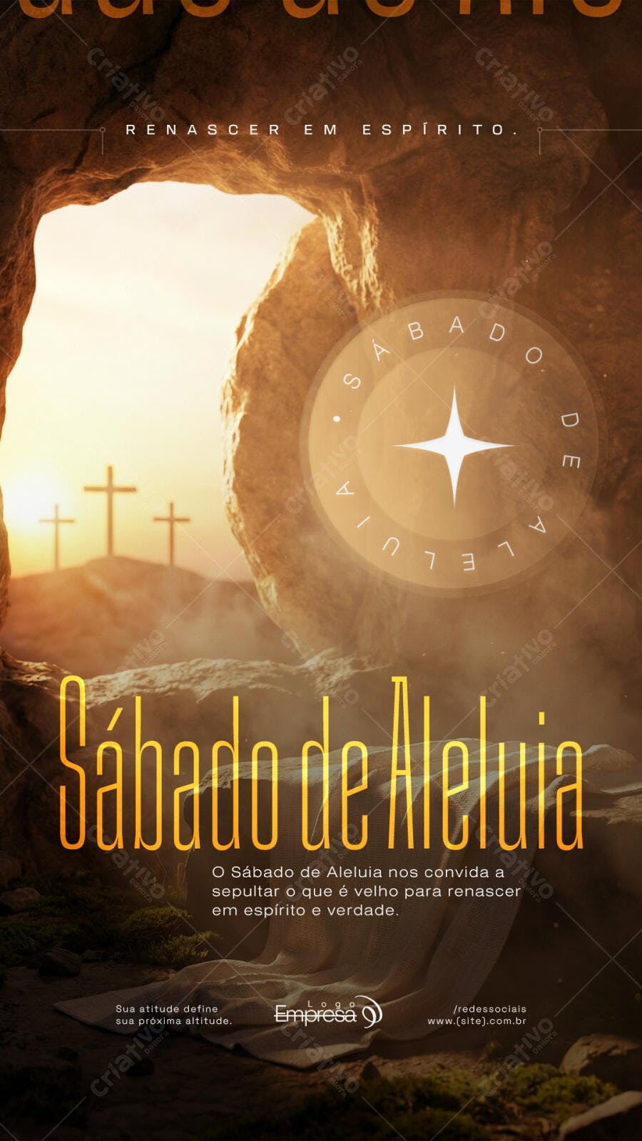 Post Sábado de Aleluia Páscoa Igreja PSD Editável