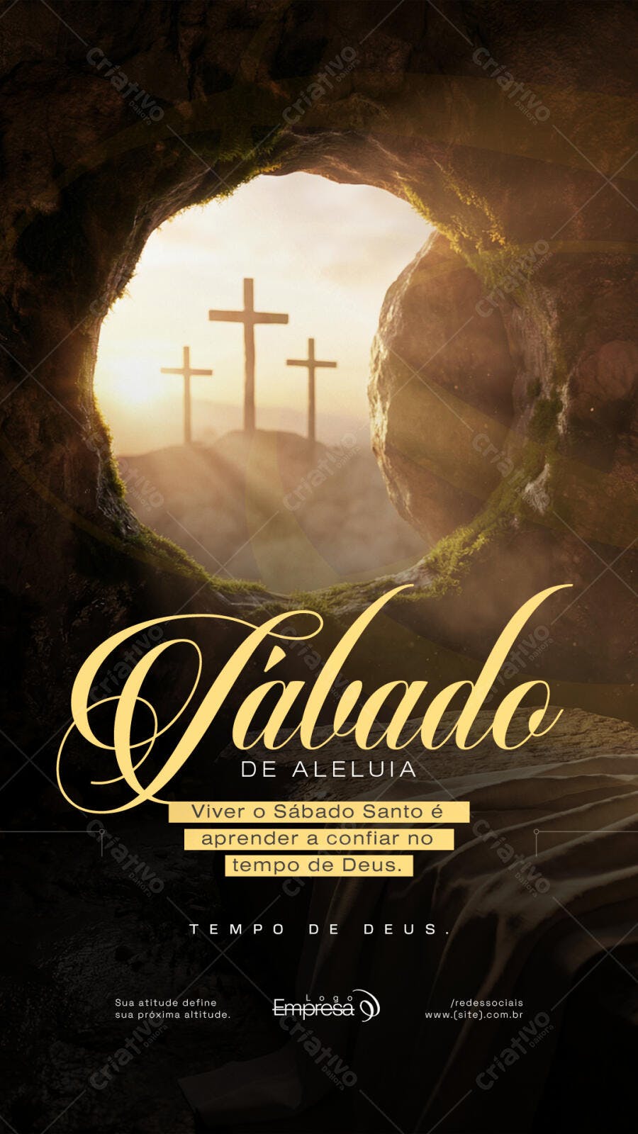 Story Páscoa Sábado de Aleluia Igreja PSD Editável