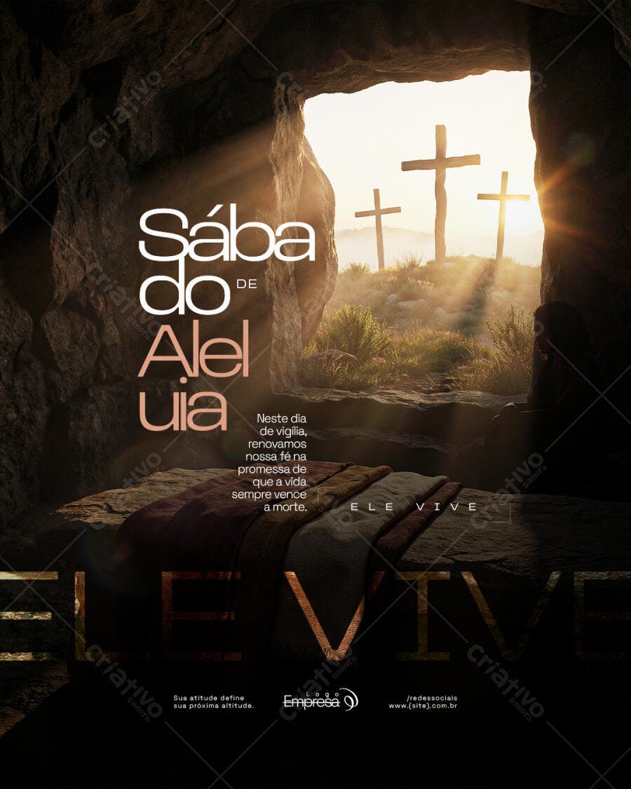 Post Sábado de Aleluia Páscoa Igreja PSD Editável