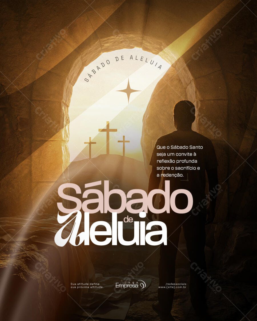 Post Instagram Sábado de Aleluia Páscoa PSD Editável