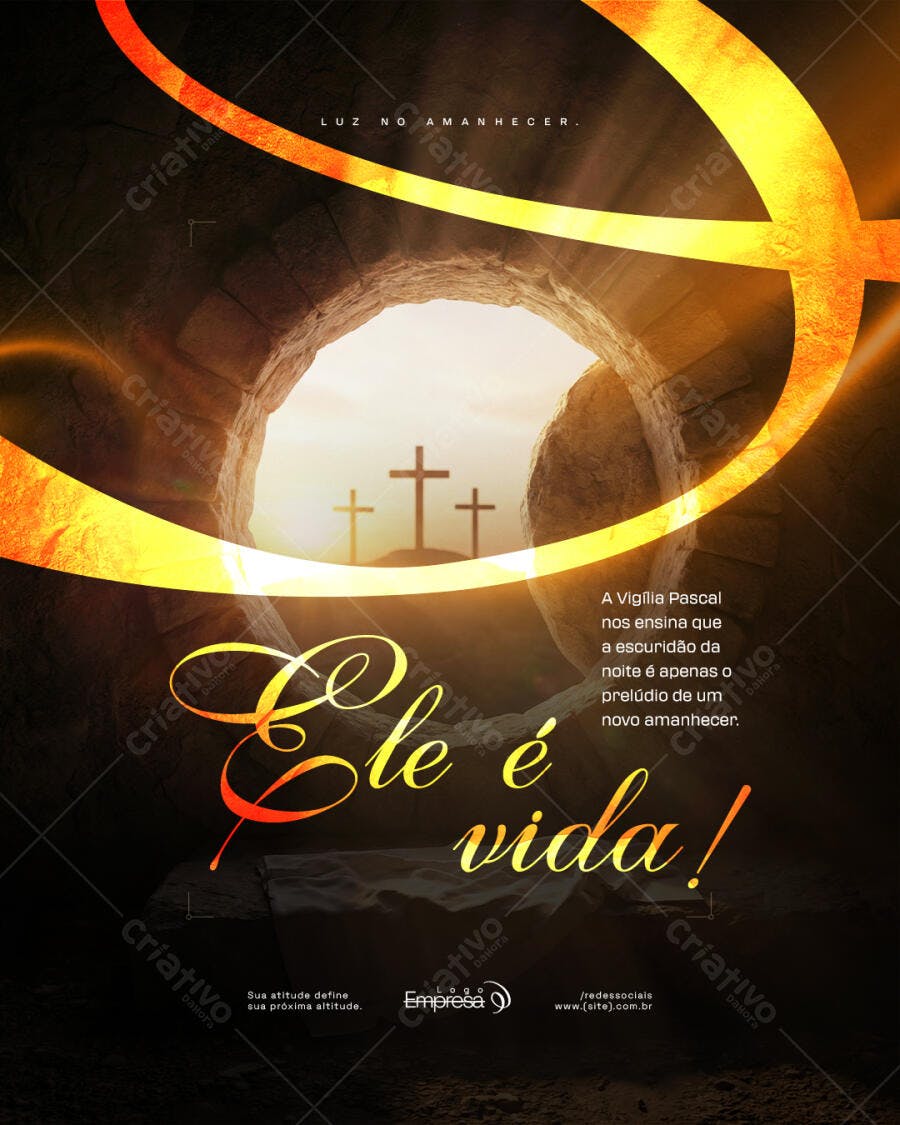 Flyer Páscoa Cristã Ressurreição Igreja PSD Editável