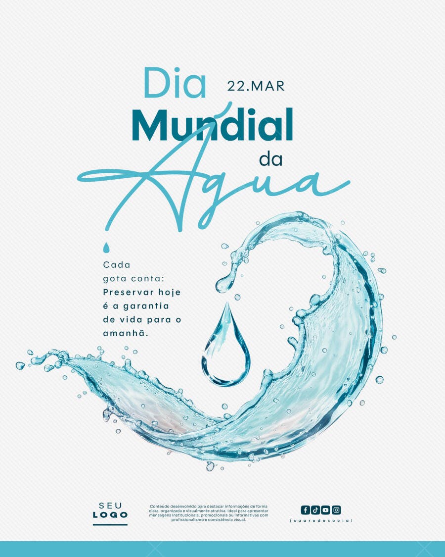 Post Instagram Dia Mundial da Água 22 de Março PSD Editável
