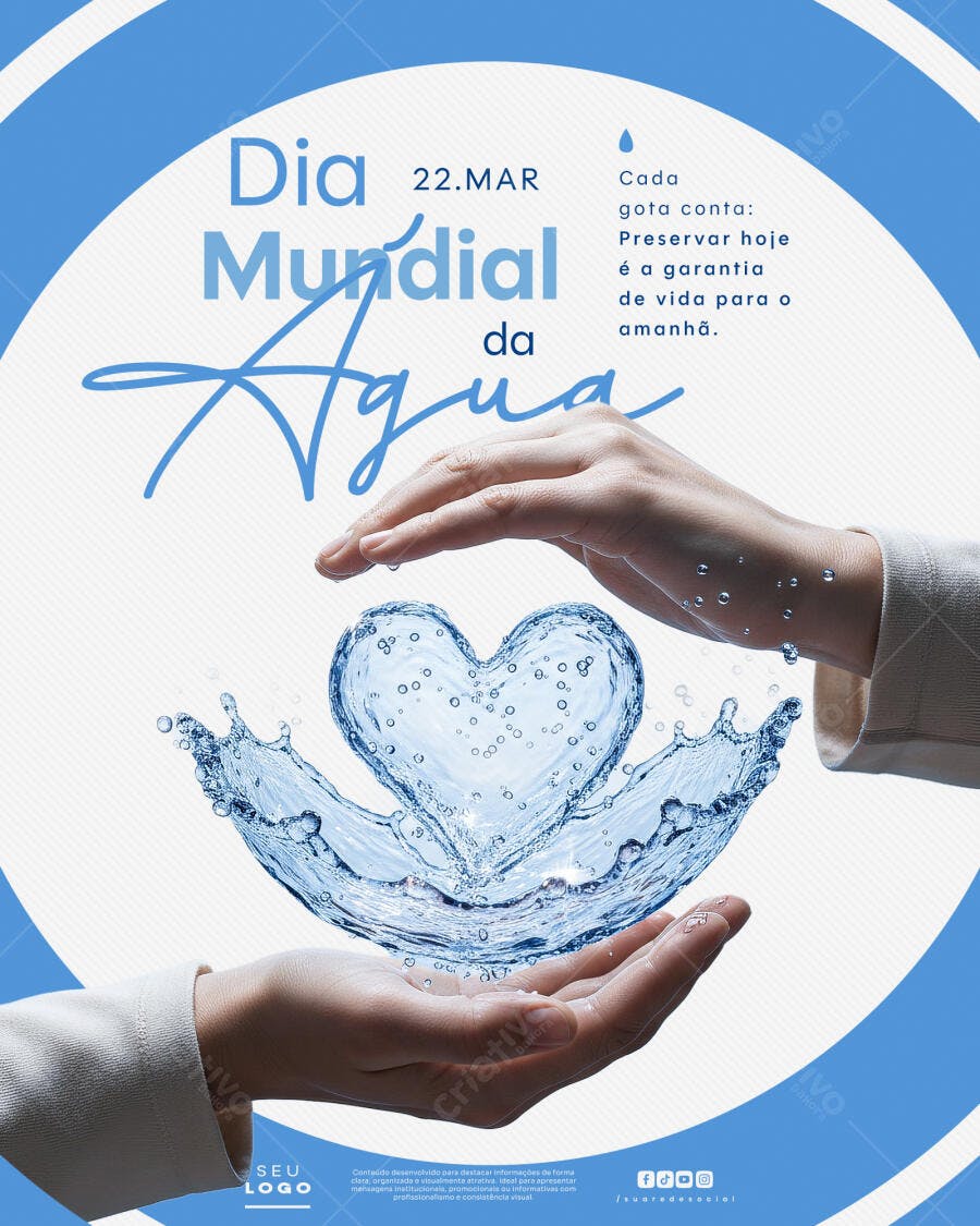 Post Instagram Dia Mundial da Água 22 Março PSD Editável