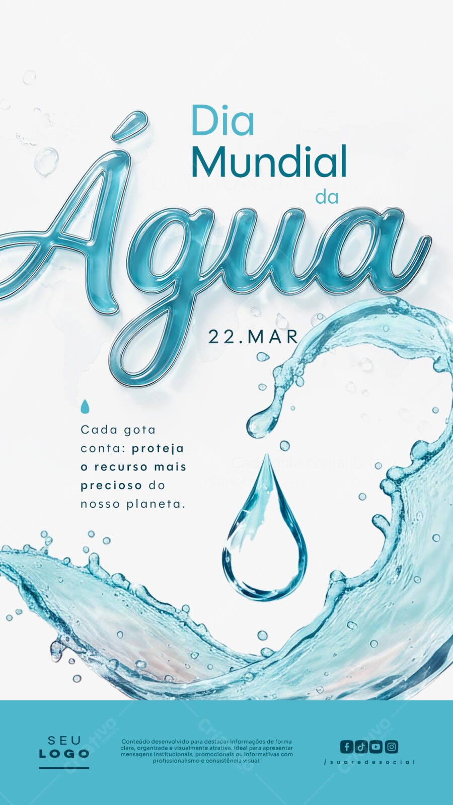 Post Instagram Dia Mundial da Água 22 de Março PSD Editável