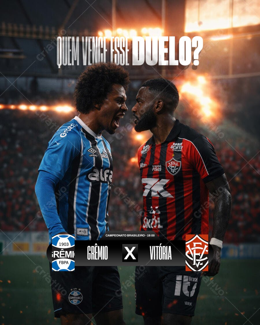 Post Instagram Futebol Grêmio x Vitória PSD Editável