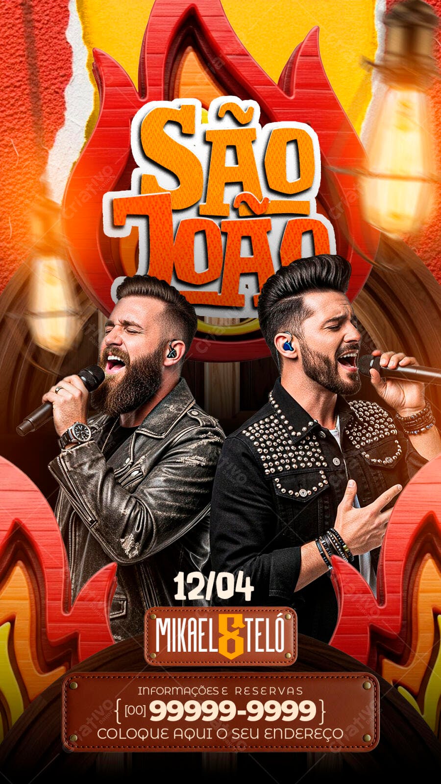 Flyer São João Festa Junina Sertaneja PSD Editável
