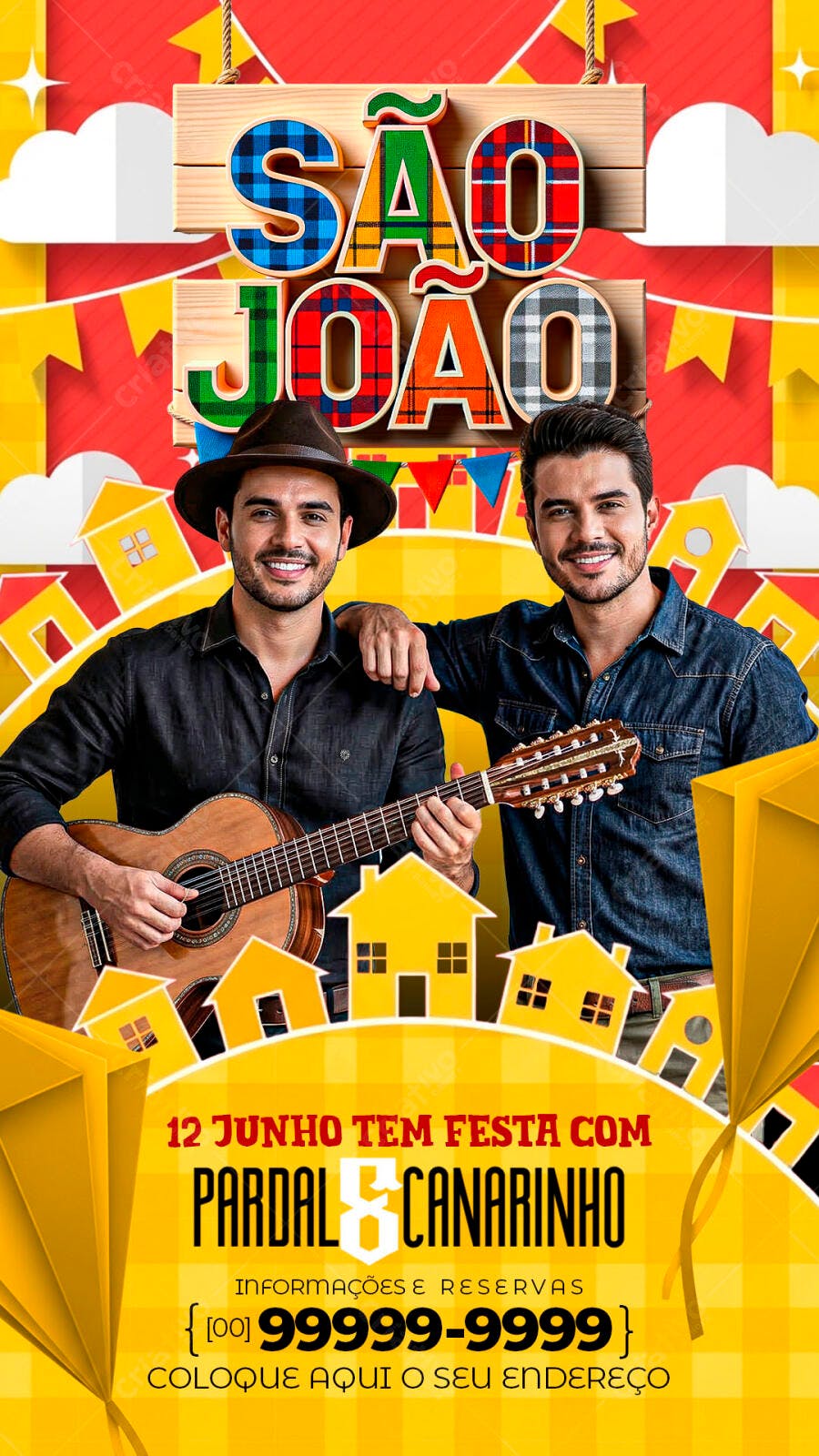 Flyer São João Festa Junina Junho PSD Editável