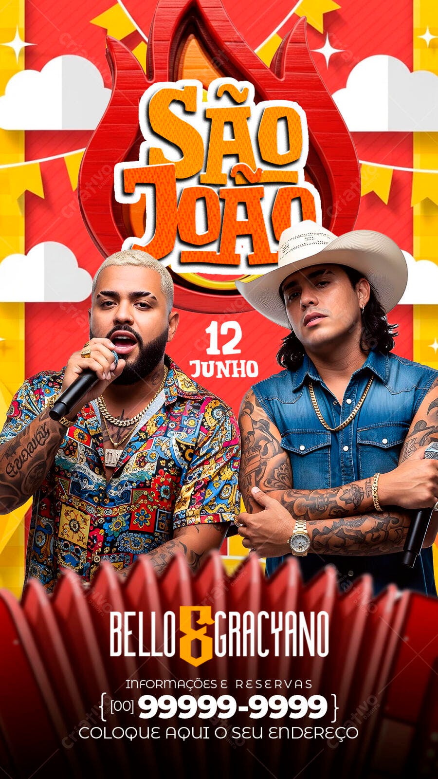 Flyer São João Festa Junina Show Musical PSD Editável