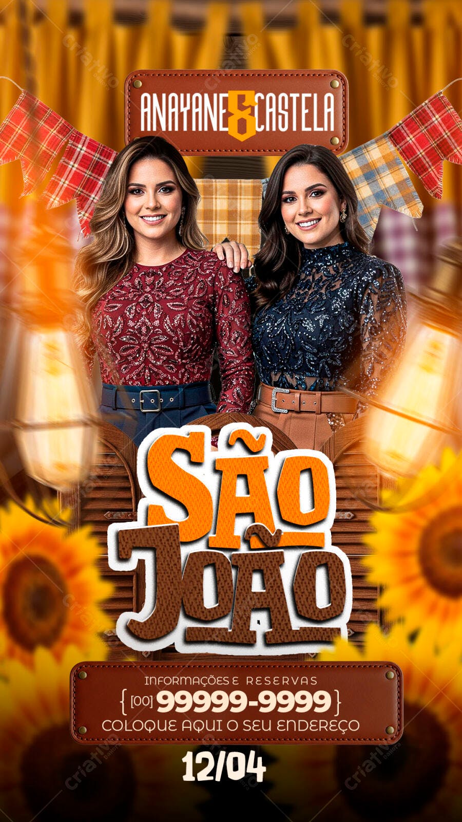 Flyer São João Festa Junina Sertaneja PSD Editável