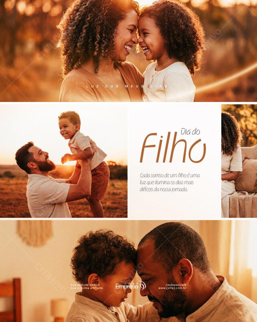 Post Instagram Dia do Filho Família PSD Editável