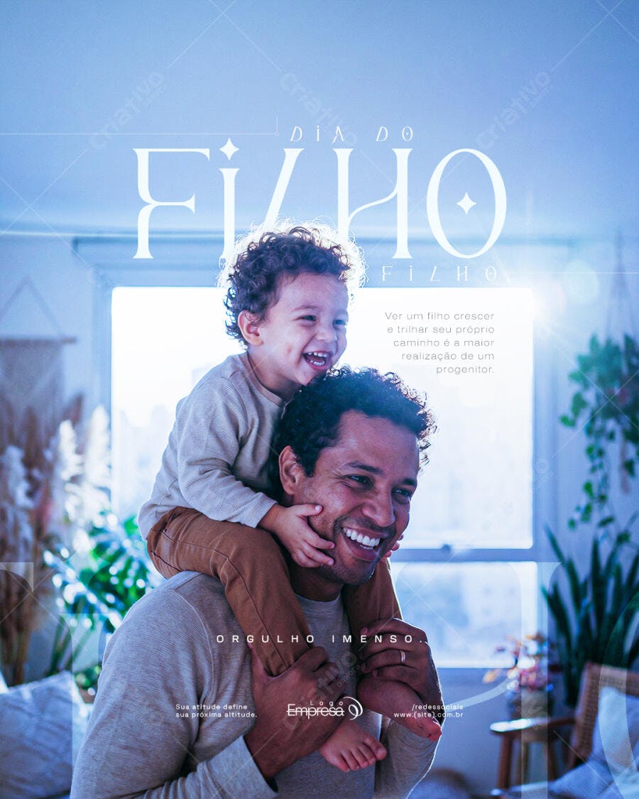 Post Dia do Filho Família Azul PSD Editável