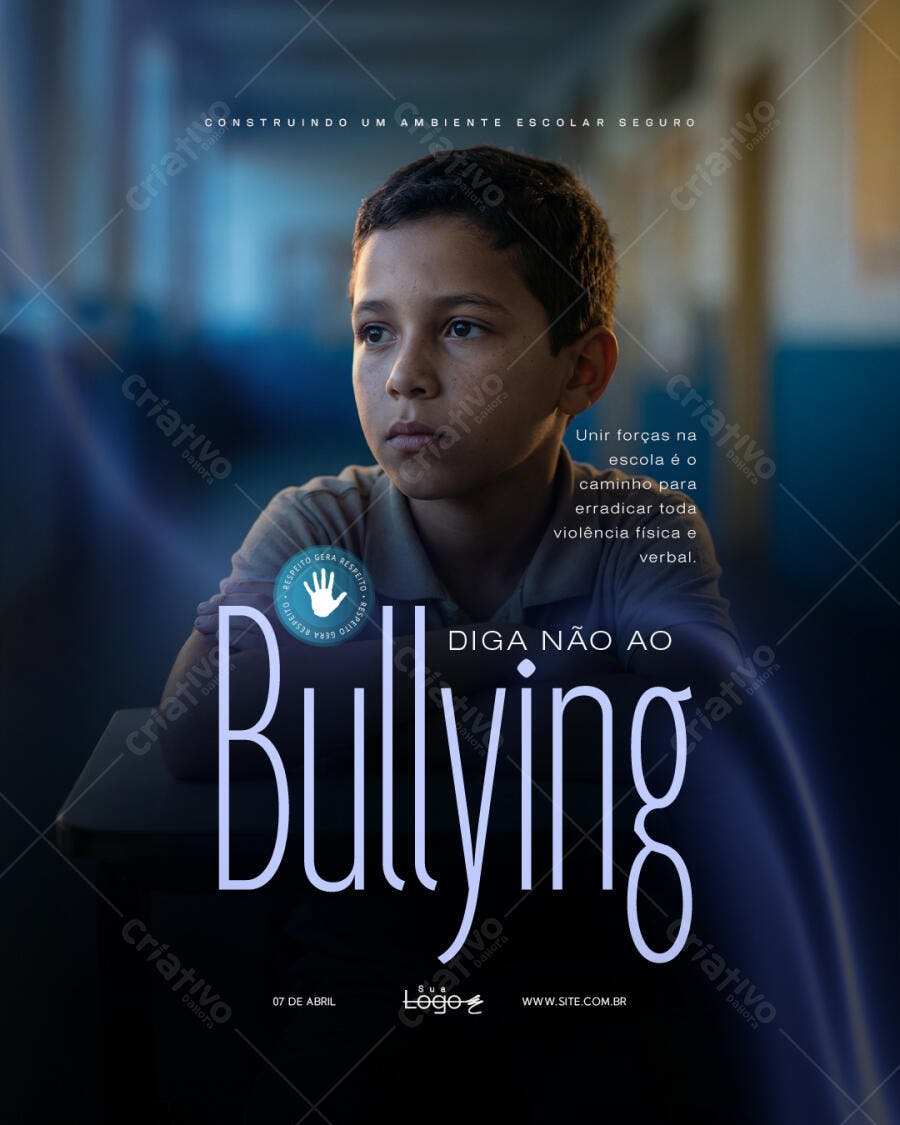Post Instagram Campanha Bullying Escolar PSD Editável