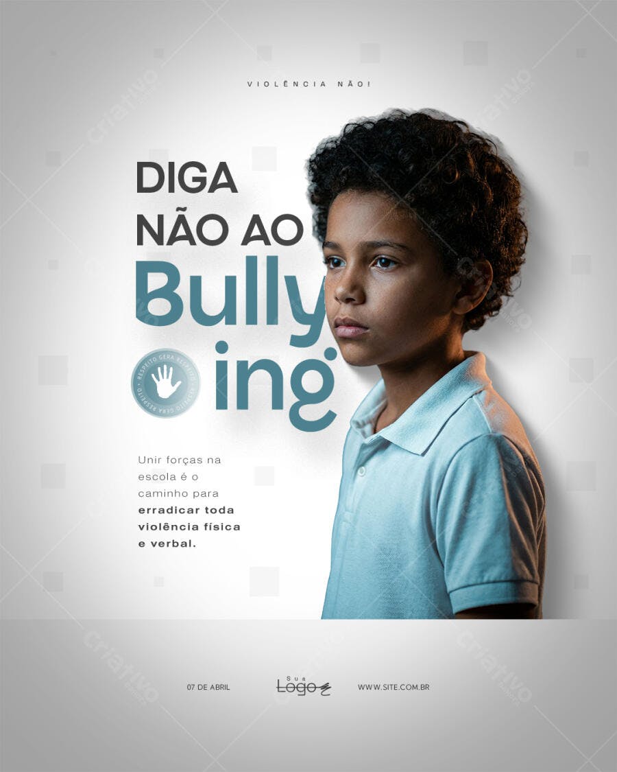 Post Instagram Campanha Bullying Escolar PSD Editável