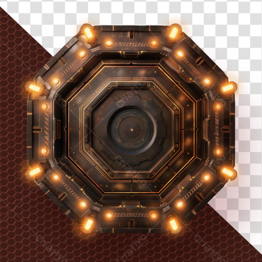 Elemento Tecnológico Hexagonal Iluminado PSD Editável