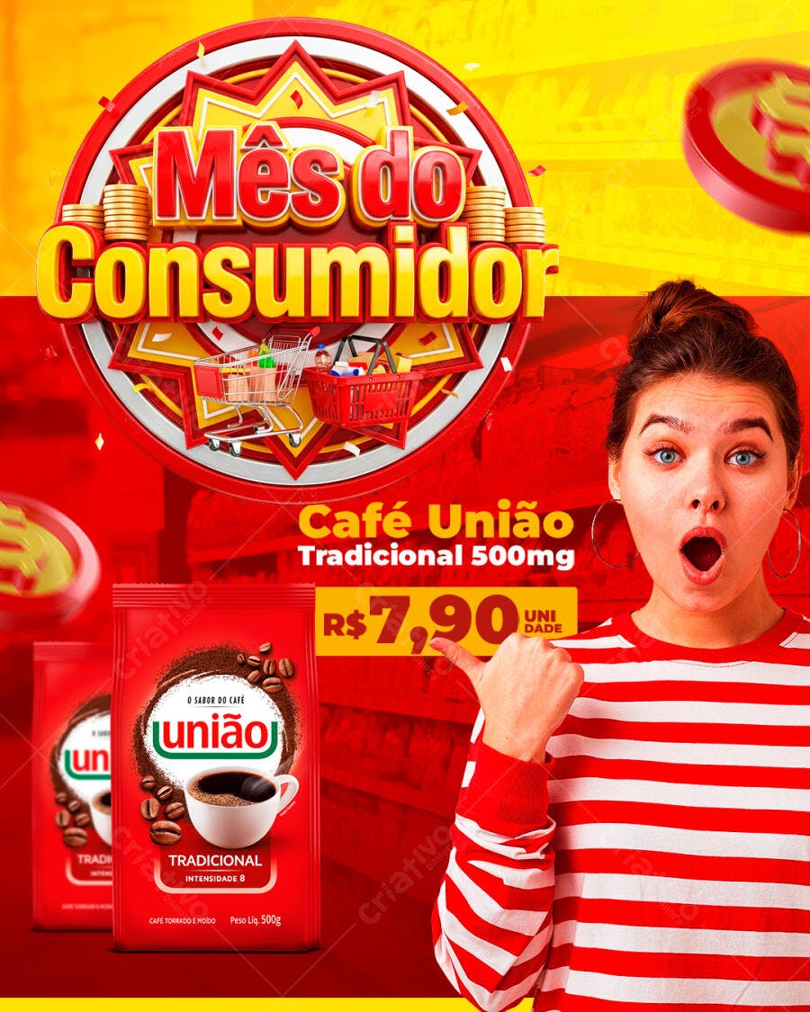 Post Mês do Consumidor Supermercado PSD Editável