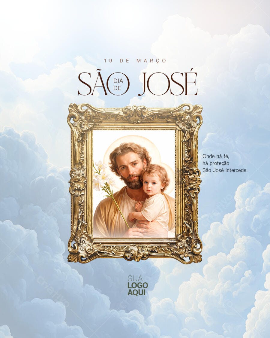 Post Dia de São José 19 de Março PSD Editável
