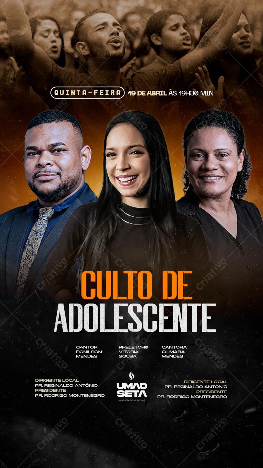 Flyer Culto de Adolescente Igreja Evangélica PSD Editável