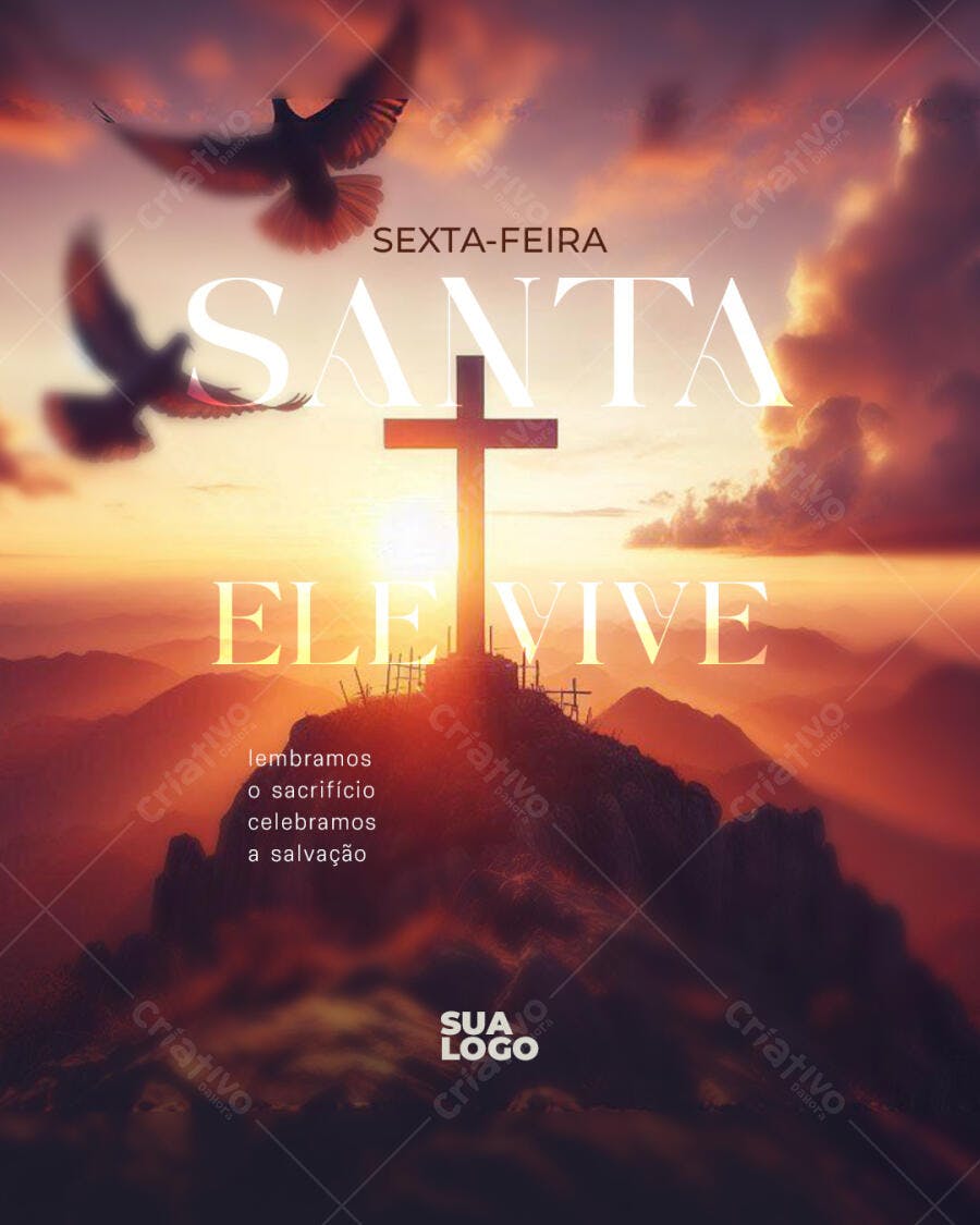Post Sexta-Feira Santa Páscoa Igreja PSD Editável