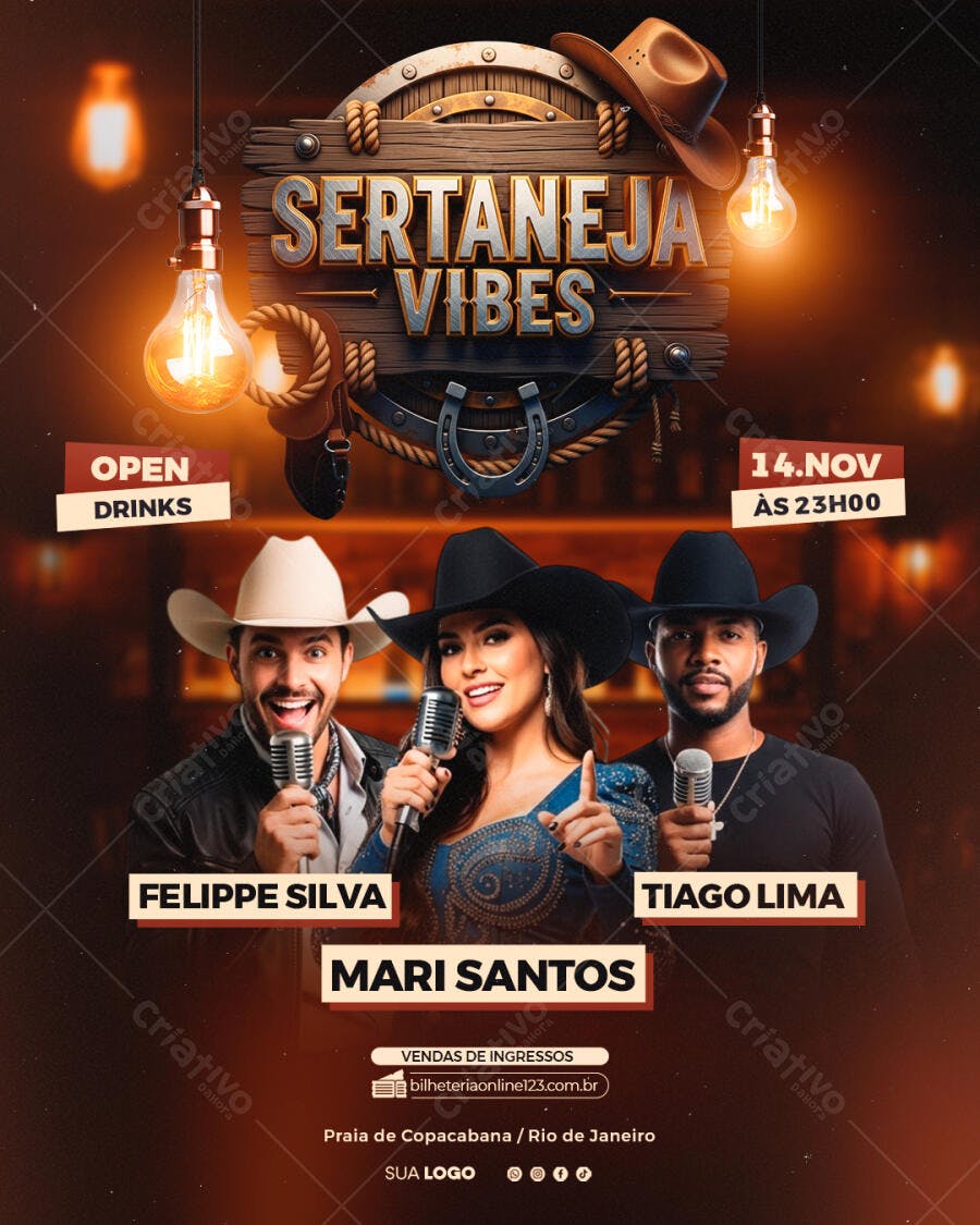 Flyer Sertaneja Vibes Show Musical PSD Editável