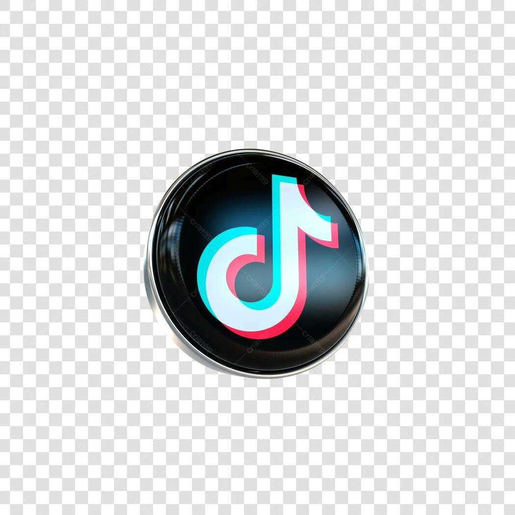 Logo TikTok 3D Ícone Rede Social PNG Fundo Transparente
