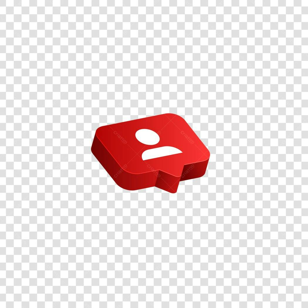 Elemento 3D Ícone Seguidor Instagram Vermelho PNG Fundo Transparente