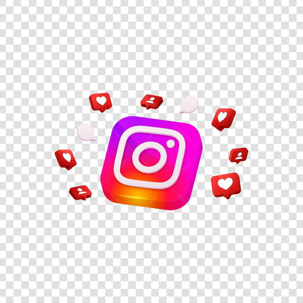 Elemento 3D Ícone Instagram Likes Notificações PNG Fundo Transparente