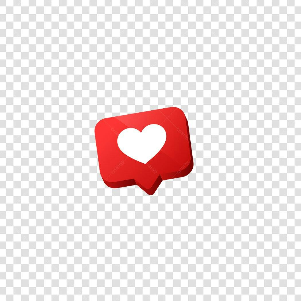 Elemento 3D Ícone Coração Like Vermelho PNG Fundo Transparente