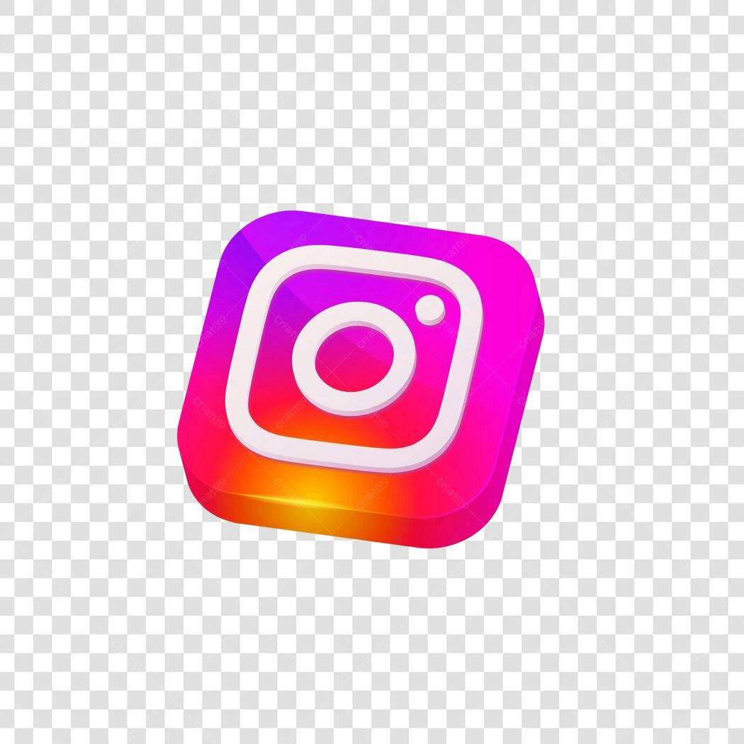 Ícone Instagram 3D Roxo Laranja PNG Fundo Transparente