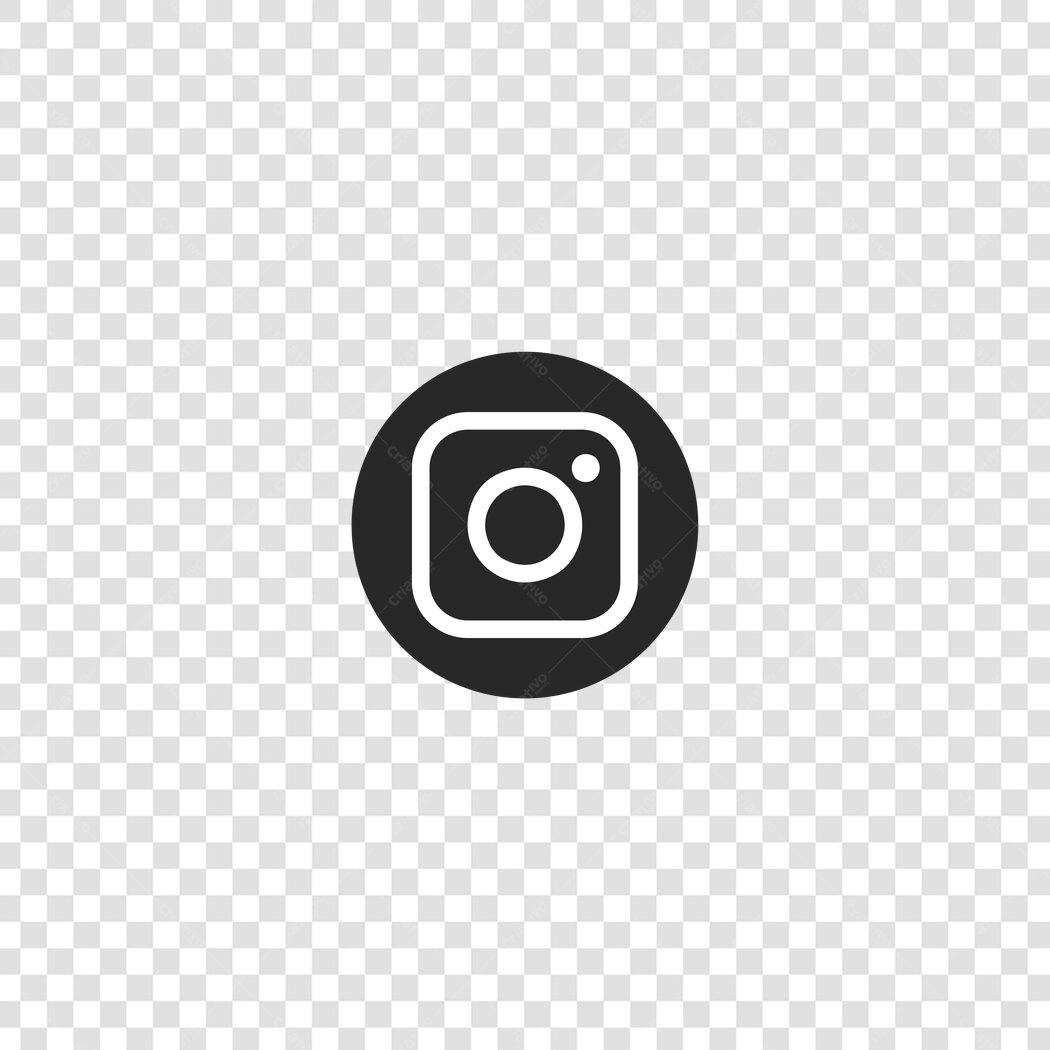 Ícone Instagram Preto e Branco Flat Design PNG Fundo Transparente
