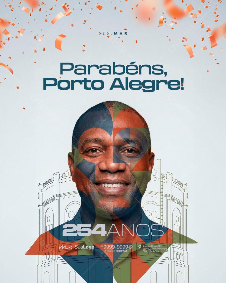 Post Instagram Aniversário Porto Alegre 254 Anos PSD Editável