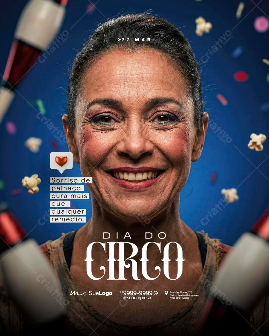 Post Instagram Dia do Circo 27 Março PSD Editável