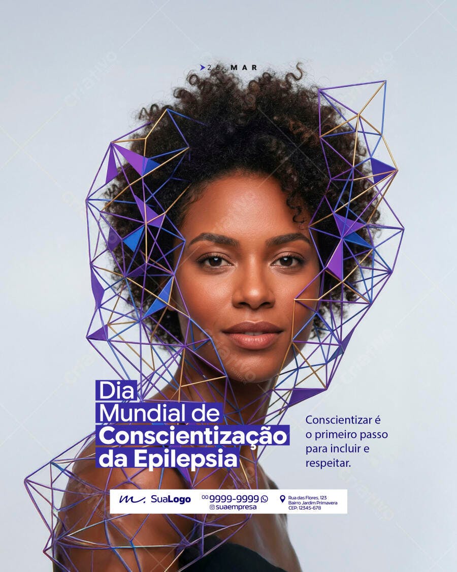 Post Instagram Dia Mundial Conscientização Epilepsia Março PSD Editável
