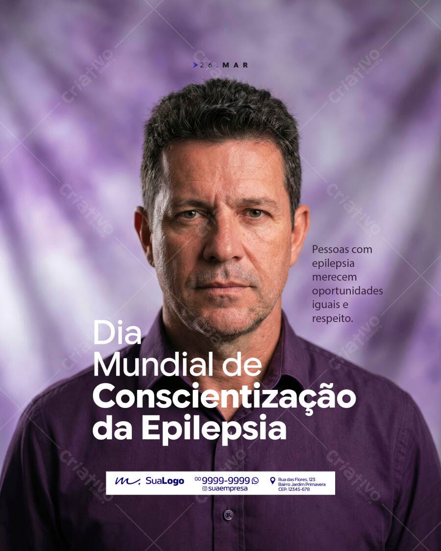 Post Dia Mundial Conscientização Epilepsia Março PSD Editável