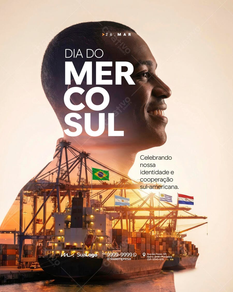 Post Dia do Mercosul 26 de Março PSD Editável