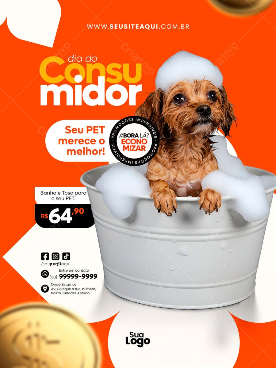 Post Dia do Consumidor Pet Shop PSD Editável