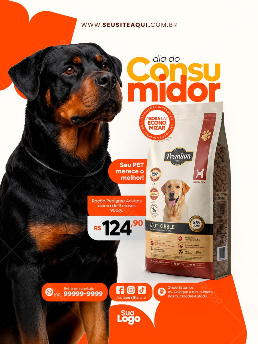 Flyer Dia do Consumidor Pet Shop Ração PSD Editável