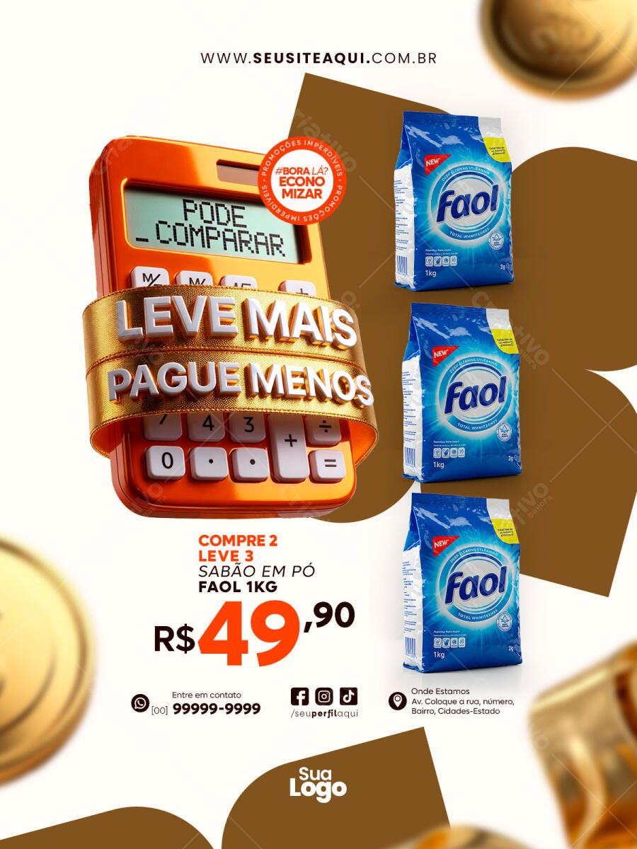Post Instagram Supermercado Oferta Sabão em Pó PSD Editável