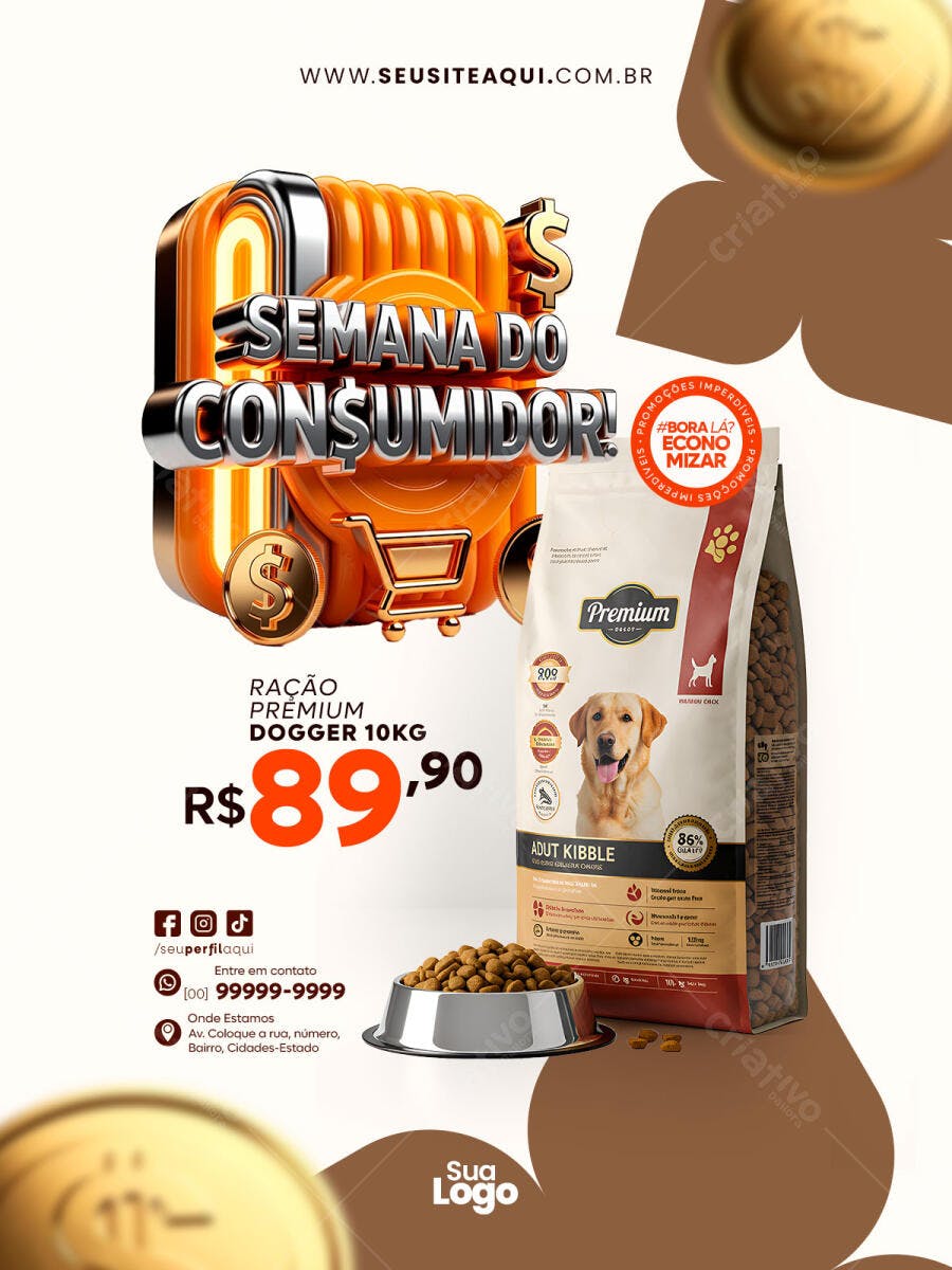 Post Semana do Consumidor Pet Shop PSD Editável