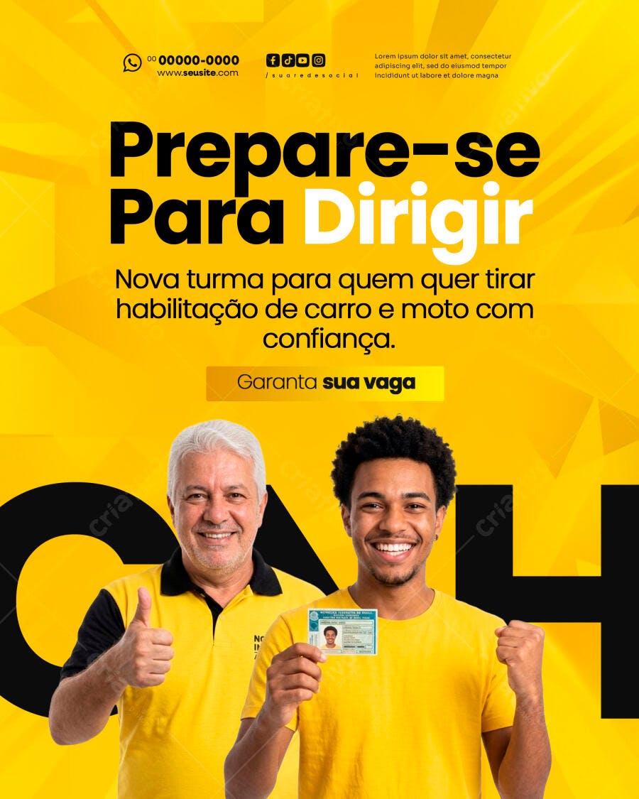 Flyer Autoescola Habilitação Carro Moto PSD Editável