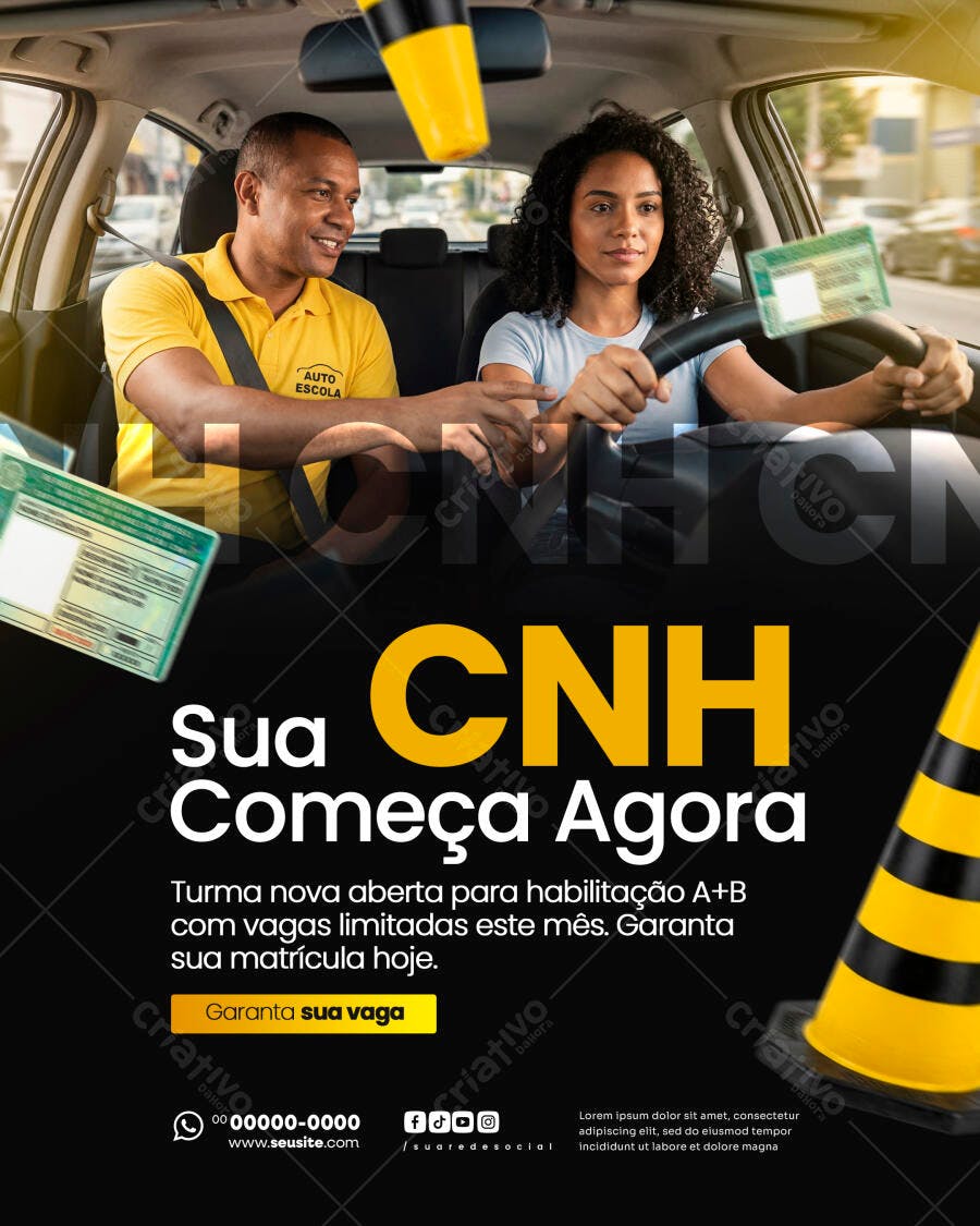 Flyer Auto Escola CNH Habilitação A+B PSD Editável