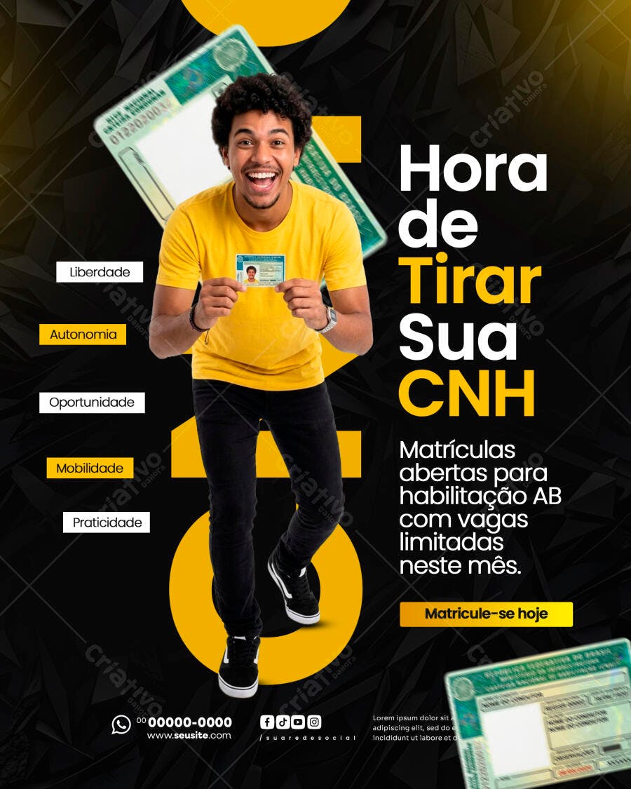 Post Autoescola CNH Habilitação PSD Editável